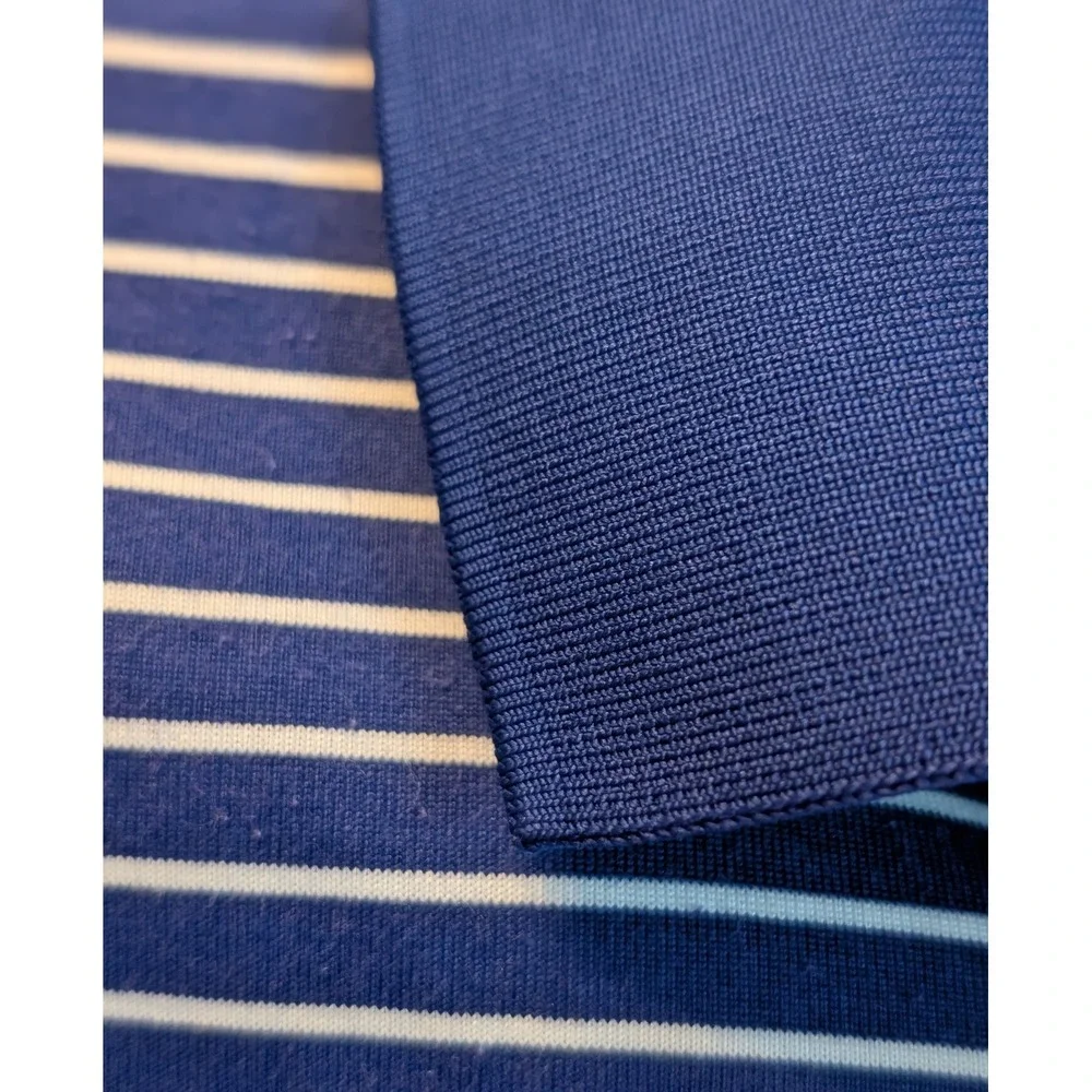 Polo Golf Ralph Lauren Men XL Performance Blue White Stripe Wyndham Championship